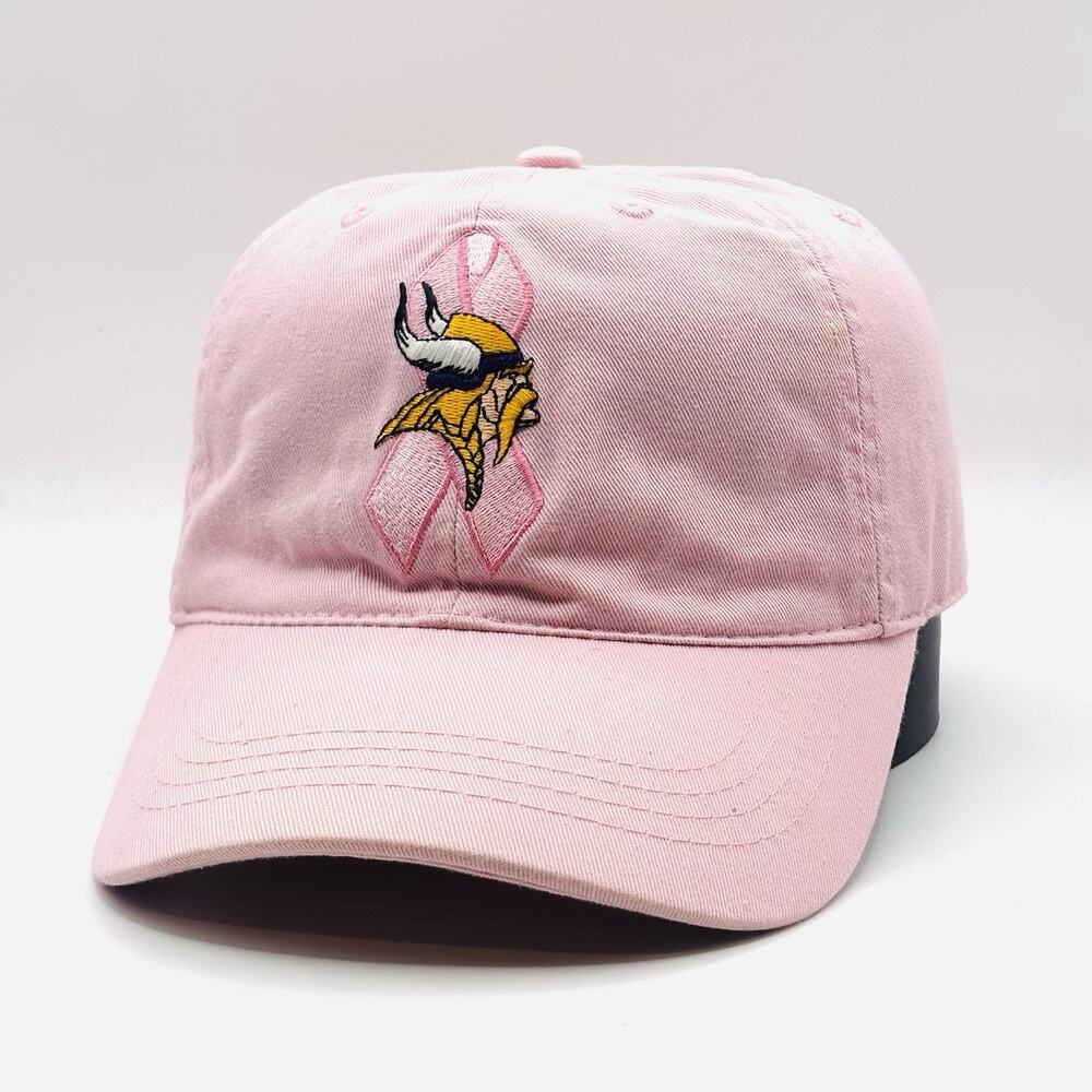 Minnesota Vikings NFL Pink Breast Cancer Awareness Ribbon Adjustable OS Cap